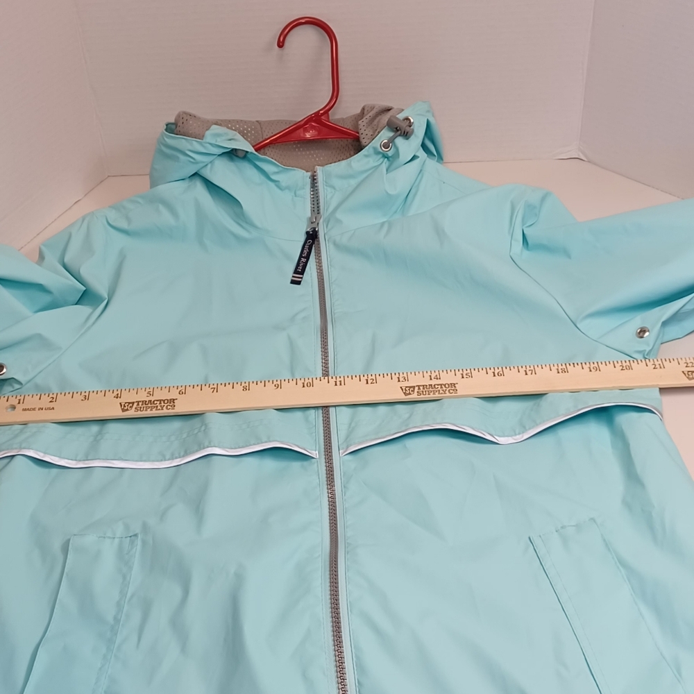 Charles River Apparel New Englander Rain Jacket Gray Reflective Trim, Hooded - Picture 14 of 14